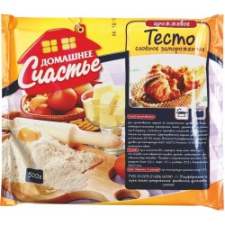 Тесто 500г.Домашнее счастье дрожжевое слоёное в пластинах*12 ФУП